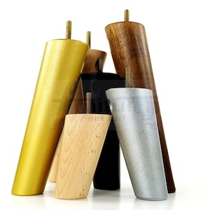 4 houten meubelpoten uit het midden van de eeuw vervangen ronde schuine retro poten 135 mm hoog meerdere kleuren stoelen krukken slaapbanken kasten M8