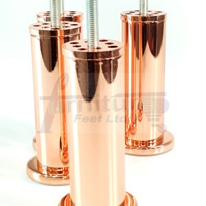 Round Metal Feet Copper Rose Gold Finish Metal Legs 120mm High ...