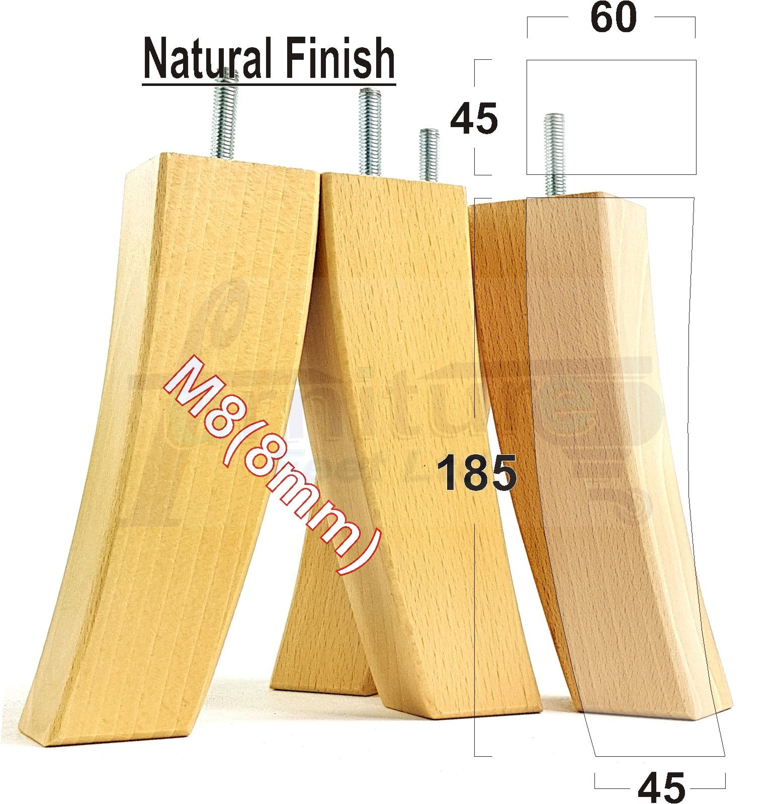 Curved Wooden Feet Solid Wood Furniture Legs Set of 4 Multiple Etsy