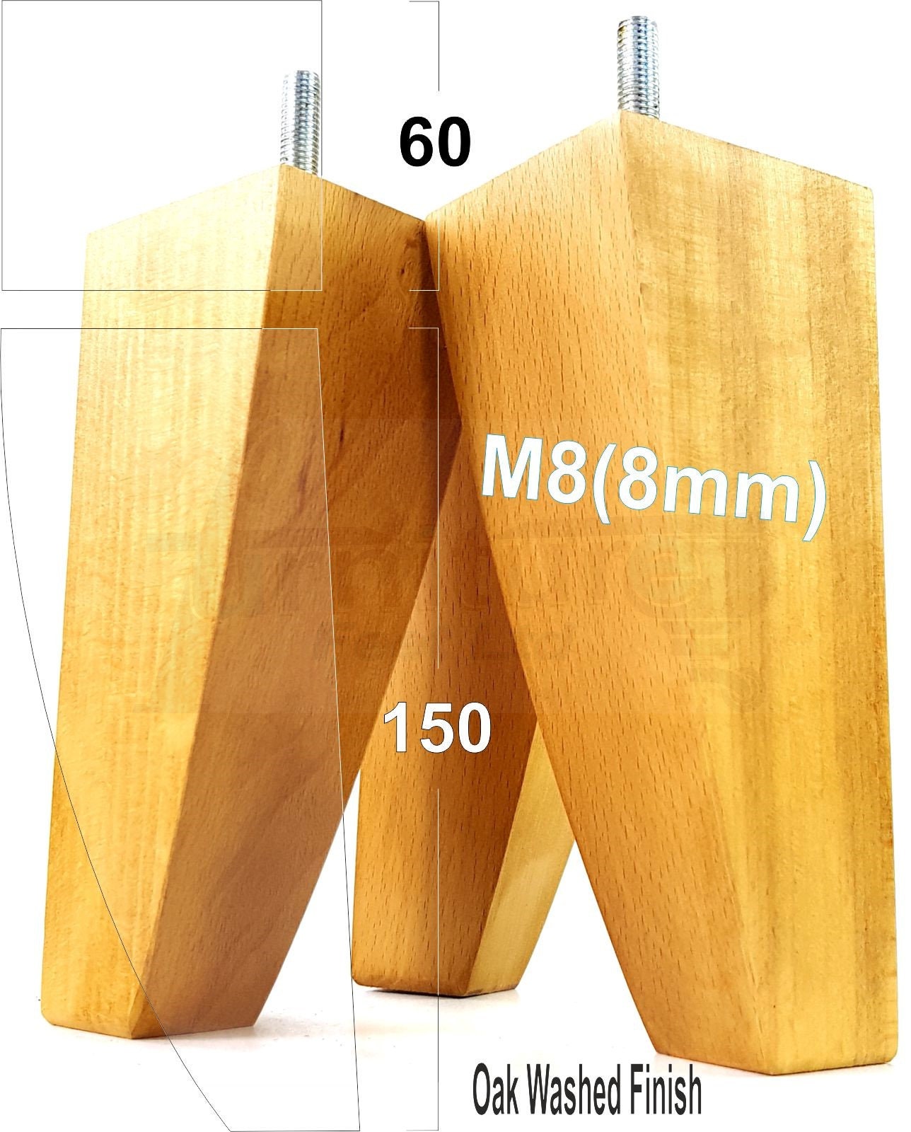2 MÖBELBEINE UNPOLIERT BUCHE 110 Mm (4,3") Hoch, E836 SOFA