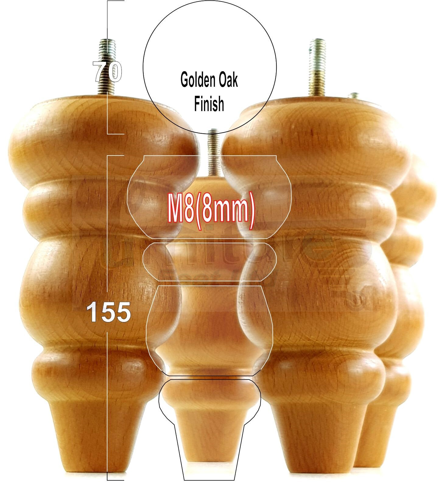 Solid Wood Furniture Feet Replacement Turned Legs 155mm High Etsy