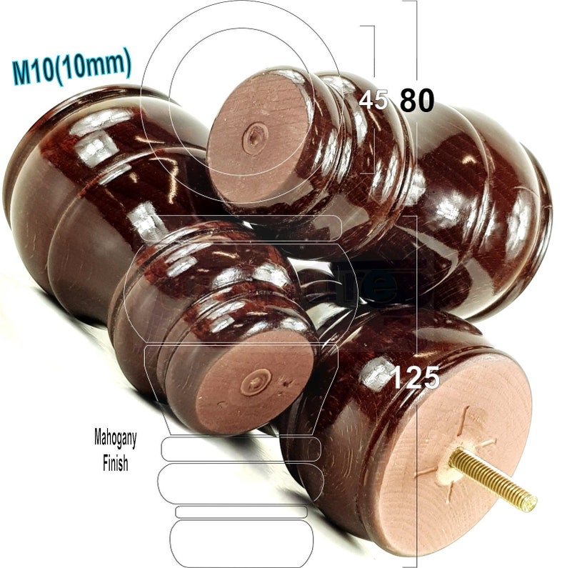 Solid Wood Bun Feet Replacement Turned Legs 125mm High Etsy Australia
