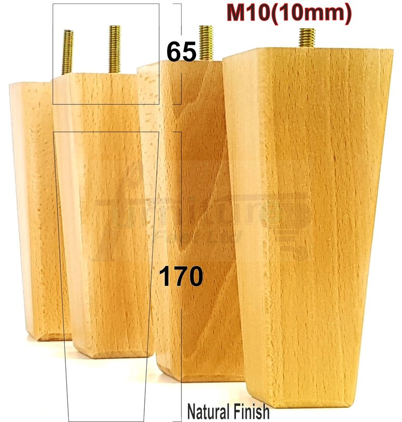 Natural Solid Wood Furniture Feet Replacement Legs 120mm to Etsy UK
