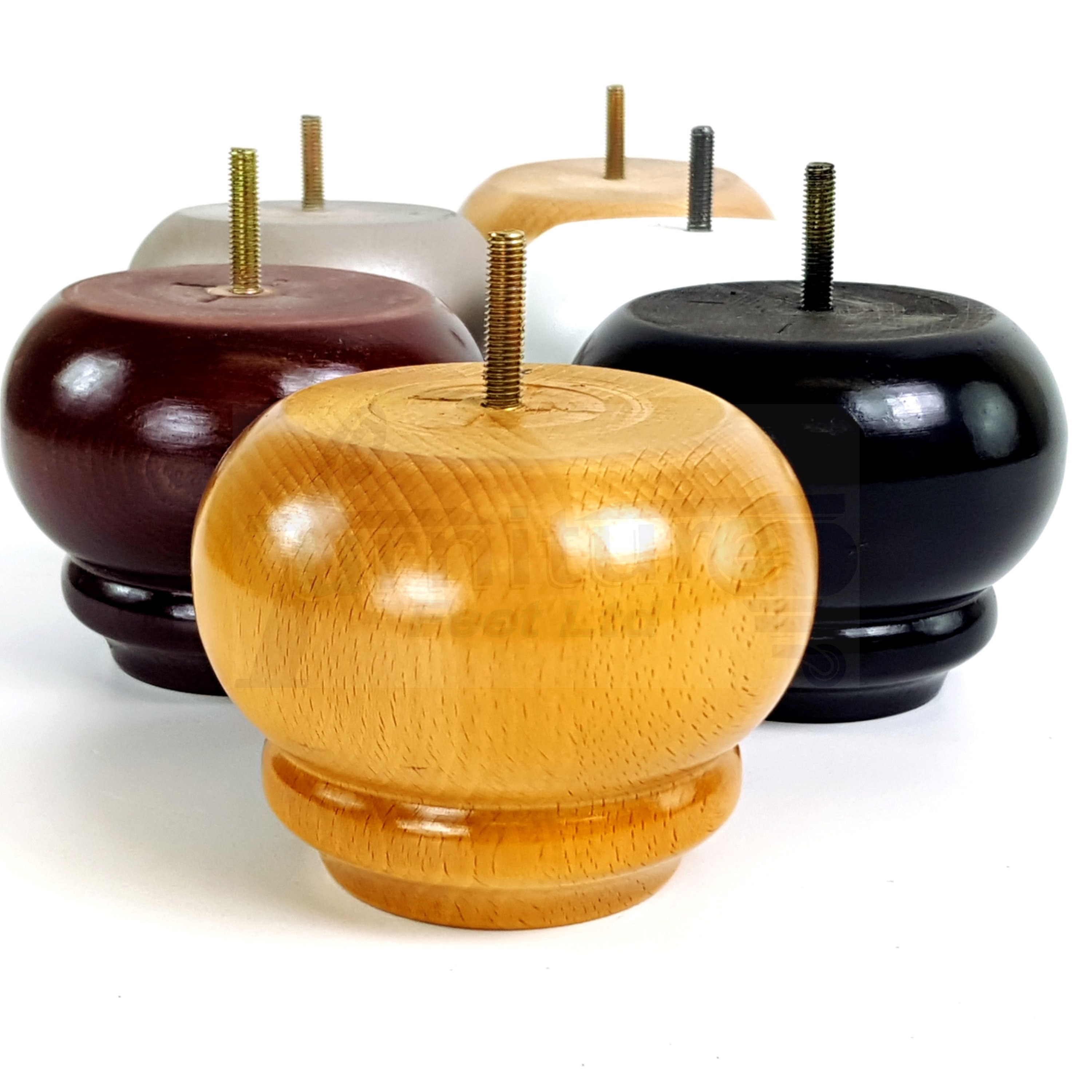 Solid Wood Turned Furniture Legs Replacement Bun Feet 90mm Etsy