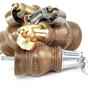 4 Wood Turned Furniture Legs Replacement Castor Feet 140mm High M8 Antique Brown Stain Chairs Stools Sofa Beds Settee Cabinets 5.5 Inches