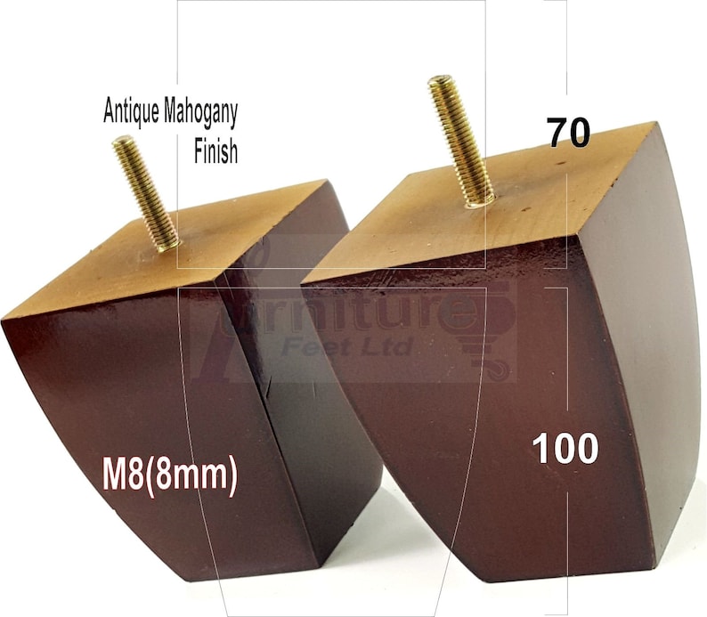 Solid Wood Square Block Furniture Feet Replacement Legs 100mm Etsy