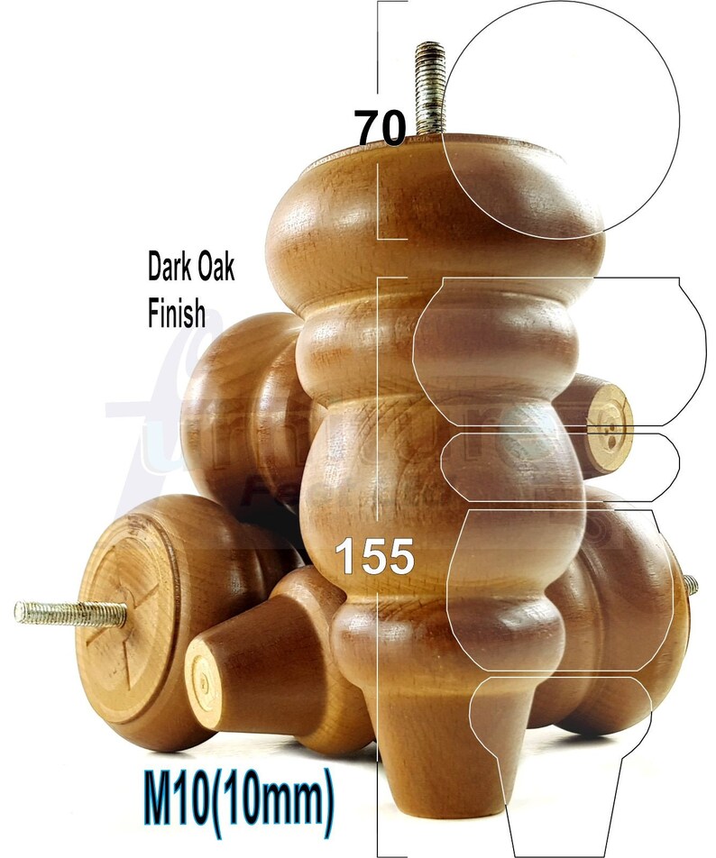 Solid Wood Furniture Feet Replacement Legs 155mm High for Etsy UK