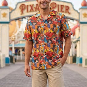 The Incredibles Sketched - Disney Men’s Button Down Shirt 2XS-6XL (Unisex, Made in USA)