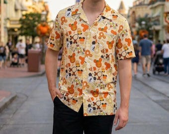 Disney Halloween Snacks - Disney Men’s Button Down Shirt 2XS-6XL (Unisex, Made in USA)