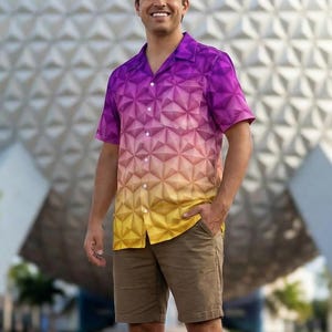 Epcot Spaceship Earth - Disney Inspired Men’s Button Down Shirt 2XS-6XL (Unisex, Made in USA)
