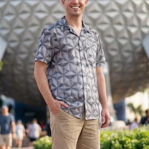 EPCOT Icon Theme Park Inspired - Disney Men’s Button Down Shirt 2XS-6XL (Unisex, Made in USA)