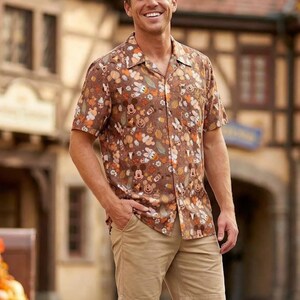 Mickey & Friends Pumpkin Spice Fall - Disney Inspired Men’s Button Down Shirt 2XS-6XL (Unisex, Made in USA)