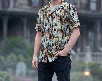 Haunted Mansion Stretch Paintings - Disney Men’s Button Down Shirt 2XS-6XL (Unisex, Made in USA)