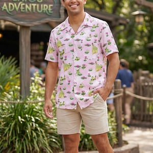 Watercolor Princess Tiana & The Frog - Men's Button Down Short-Sleeved Pocket Shirt (Made in USA)