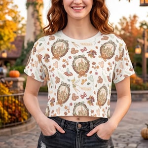 Tink & Bambi Herbst-Cameos - Disney-inspiriertes Damen-Crop-Top-T-Shirt XS-2XL (Hergestellt in den USA)