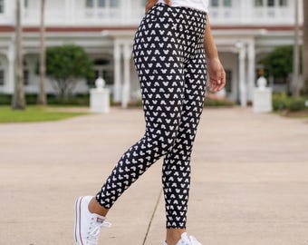 Mouse Ears Polka Dots Black - Disney Inspired Women's Yoga Leggings (New Global Edition)