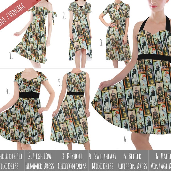 Haunted Mansion Stretch Paintings - Theme Park Inspired Midi Dress in Xs - 5XL - Vintage Retro Inspired - RUSH AVAIL!