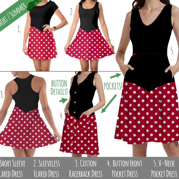 Minnie Rock The Dots Disney inspiriert - Kleid in Xs - 5XL - Kurze Länge - RUSH AVAIL!