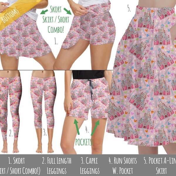 25th Birthday Cake Castle - Disney Inspired Women's Bottoms in Sizes Xs - 5XL - Skort Leggings Shorts Pocket Skirt - RUSH AVAIL!