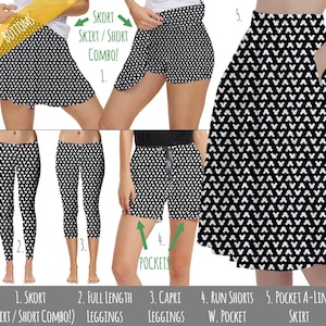 Mouse Ears Polka Dots Leggings in Black  - Women's Bottoms in Sizes Xs - 5XL - Skort Leggings Shorts Pocket Skirt - RUSH AVAIL