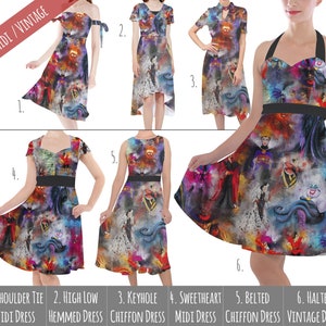 Watercolor Villains - Theme Park Inspired Midi Dress in Xs - 5XL - Vintage Retro Inspired - RUSH AVAIL!