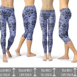 Haunted Mansion Wallpaper Theme Park Inspired - Leggings in Capri or Full Length, Sports | Yoga | Winter Styles in Sizes Xs - 5XL