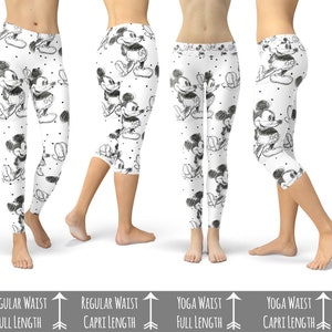 Sketch of Mickey Mouse Theme Park Inspired Leggings in Capri or