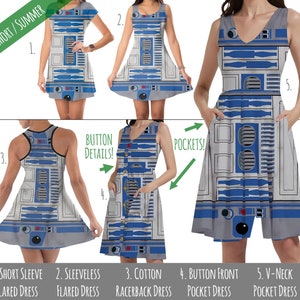 Little Blue Droid SW Space Wars R2D2 inspired Dress in Xs 5XL Short Length Styles RUSH AVAIL image 1