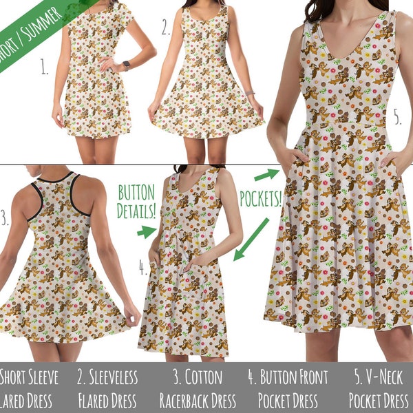 Chip 'n Dale - Theme Park Inspired Dress in Xs - 5XL - Short Length Styles - RUSH AVAIL!