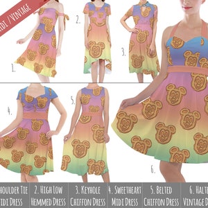 Mickey Waffles Rainbow - Theme Park Inspired Midi Dress in XS - 5XL - Vintage Retro Inspired