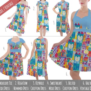 Its A Small World Theme Park Inspired - Midi Dress in Xs - 5XL - Vintage Retro Inspired - RUSH AVAIL!