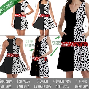 Cruella de Vil Disney Villains Inspired - Dress in Xs - 5XL - Short Length Styles - RUSH AVAIL!