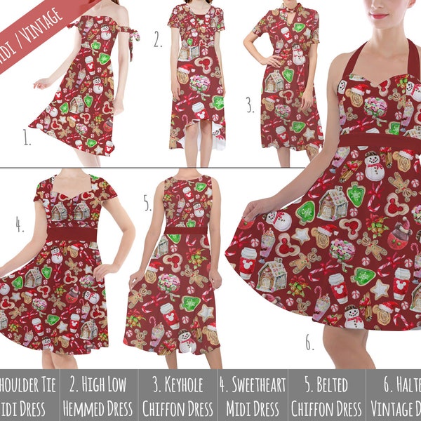 Theme Park Christmas Snack Goals - Theme Park Inspired Midi Dress in Xs - 5XL - Vintage Retro Inspired - RUSH AVAIL!