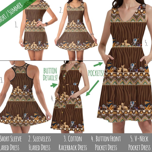 Tribal Stripes Lion King Theme Park Inspired - Dress in Xs - 5XL - Short Length Styles - RUSH AVAIL!