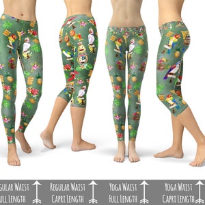 Orange Bird & Tiki Friends - Theme Park Inspired Leggings in Capri or Full Length, Sports | Yoga | Winter Styles in Sizes Xs - 5XL