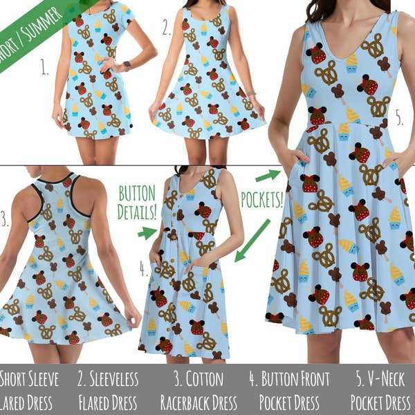 Snack Goals Theme Park Inspired - Dress in Xs - 5XL - Short Length Styles - RUSH AVAIL!