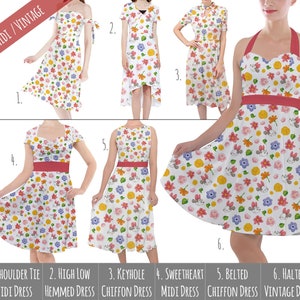 White Floral Mickey & Minnie - Theme Park Inspired Midi Dress in Xs - 5XL - Vintage Retro Inspired - RUSH AVAIL!