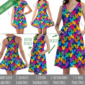 Mickey Ears Balloons Theme Park Inspired - Dress in Xs - 5XL - Short Length Styles - RUSH AVAIL!