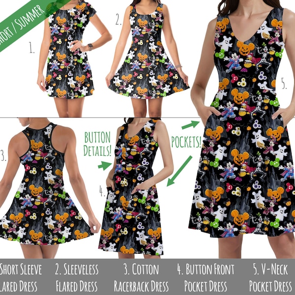 Mickey & The Gang Süßes oder Saures - Vergnügungspark-inspiriertes Kleid in Xs - 5XL - Kurze Länge - RUSH AVAIL!