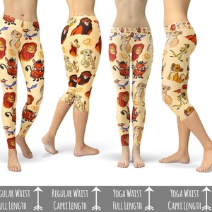 Sketched Lion King Friends - Theme Park Inspired Leggings in Capri or Full Length, Sports | Yoga | Winter Styles in Sizes Xs - 5XL