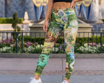 Disneyland Colorful Map - Disney Inspired Women's Yoga Leggings