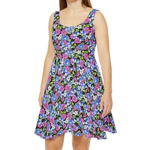 Garden Whimsy - Retro Mickey & Minnie - Women&#39;s Skater Dress (Made in USA)