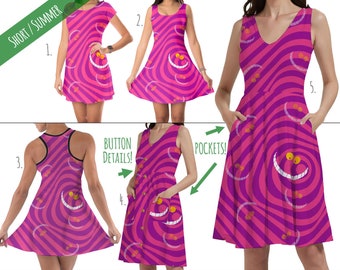 Cheshire Cat Theme Park Inspired - Dress in Xs - 5XL - Short Length Styles - RUSH AVAIL!
