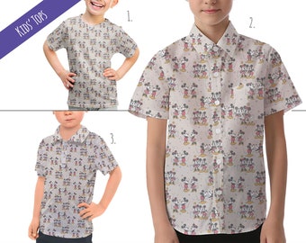 Retro Mickey & Minnie - Disney Inspired Kids' Tops - Children's Button Up Shirt, Polo Shirt, T-shirt - RUSH AVAIL!