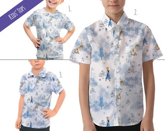 Winter Landscape Frozen Inspired - Theme Park Inspired Kids' Tops - Children's Button Up Shirt, Polo Shirt, or T-shirt - RUSH AVAIL!