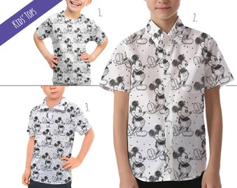 Croquis de Mickey Mouse - hauts pour enfants inspirés de parcs à thème - chemise boutonnée, polo ou t-shirt pour enfants - DISPONIBLE RAPIDEMENT !