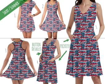 Superhero Stitch - Captain America - Disney Inspired Dress in Xs - 5XL - Short Length Styles - RUSH AVAIL!
