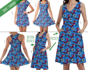 Superhero Stitch - Spiderman - Disney Inspired Dress in Xs - 5XL - Short Length Styles - RUSH AVAIL!