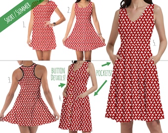 Mouse Ears Polka Dots Red - Theme Park Inspired Dress in XS - 5XL - Short Length Styles