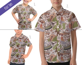 Hand Drawn Animal Kingdom - Disney Inspired Kids' Tops - Children's Button Up Shirt, Polo Shirt, T-shirt - RUSH AVAIL!